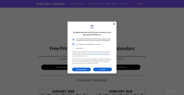Security scan screenshot of https://printyourcalendar.com