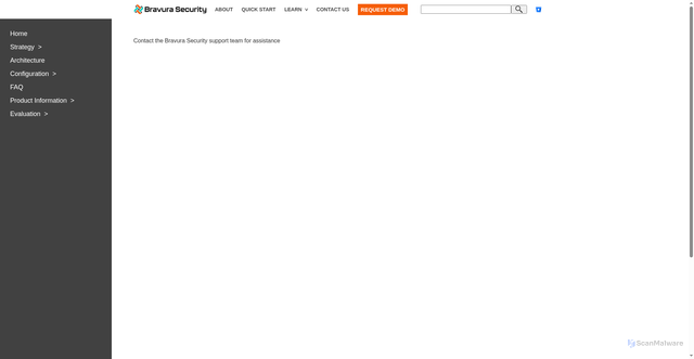 Security scan screenshot of https://docs.bravurasecurity.cloud/welcome/support-tile/