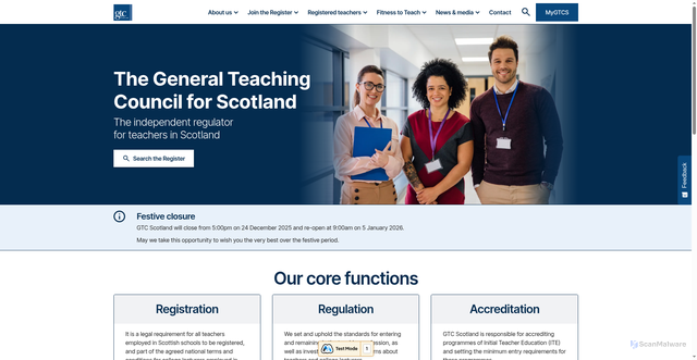 Security scan screenshot of https://www.gtcs.org.uk/