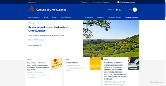 Security scan screenshot of https://www.comune.cintoeuganeo.pd.it/