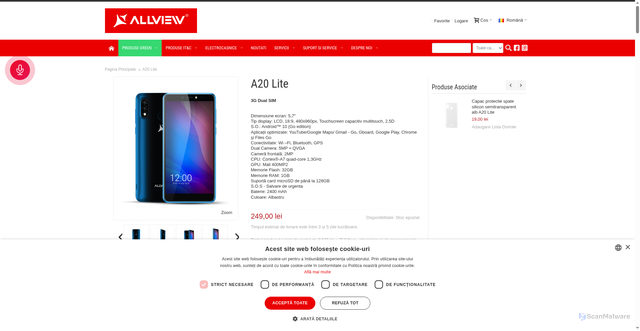 Security scan screenshot of https://www.allview.ro/a20-lite.html