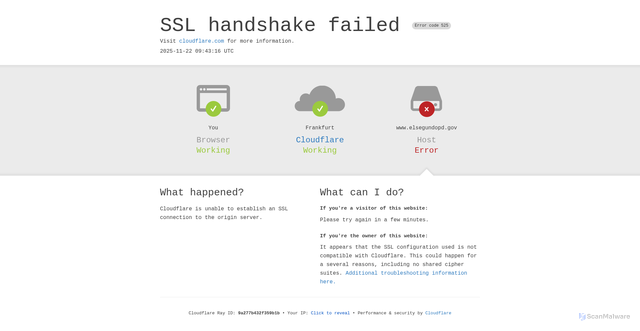 Security scan screenshot of http://www.elsegundopd.gov/