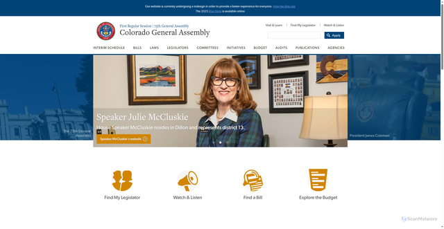 Security scan screenshot of https://leg.colorado.gov/