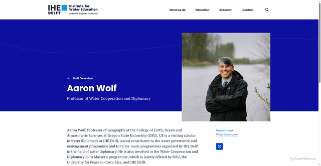 Security scan screenshot of https://www.un-ihe.org/people/staff/aaron-wolf