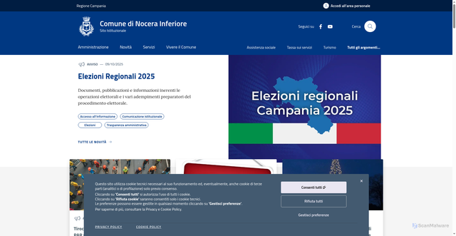 Security scan screenshot of https://www.comune.nocera-inferiore.sa.it/