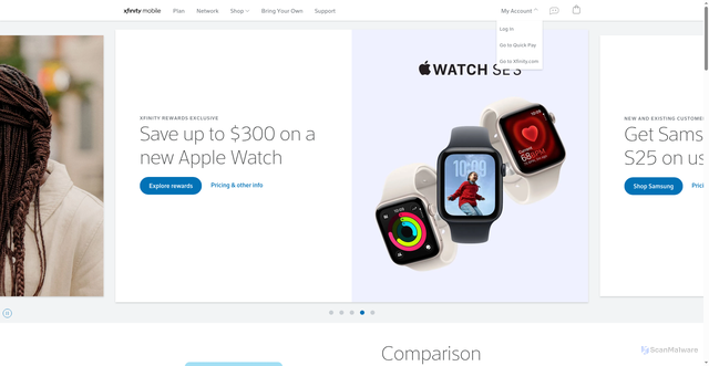 Security scan screenshot of https://xfinitymobile.com