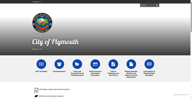 Security scan screenshot of https://www.plymouthmi.gov/
