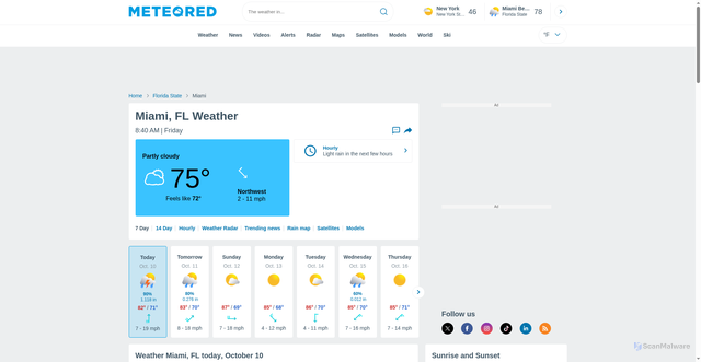 Security scan screenshot of https://www.theweather.com/miami-c11129.htm