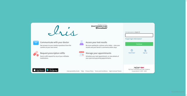 Security scan screenshot of https://iris.hattiesburgclinic.com