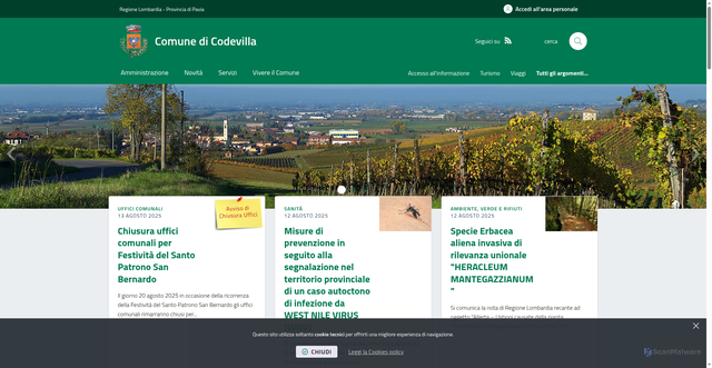 Security scan screenshot of https://www.comune.codevilla.pv.it/it-it/home