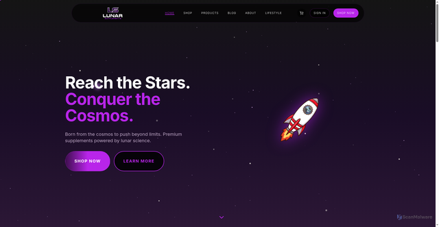 Security scan screenshot of https://lunarsupplements.com/