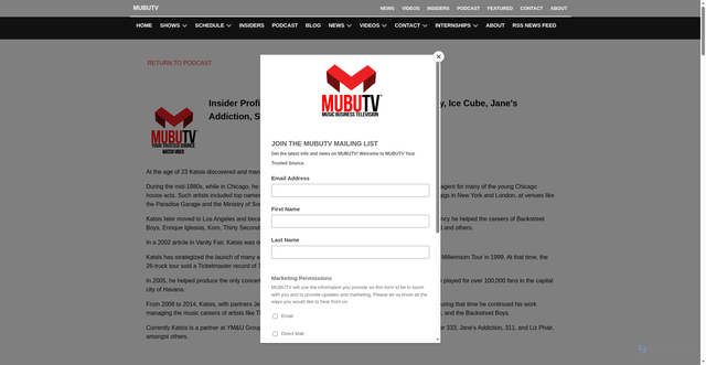Security scan screenshot of https://www.mubutv.com/peter-katsis-artist-manager