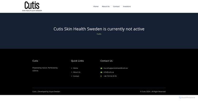 Security scan screenshot of https://cutis.se
