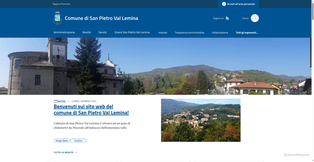 Security scan screenshot of https://www.comune.sanpietrovallemina.to.it/