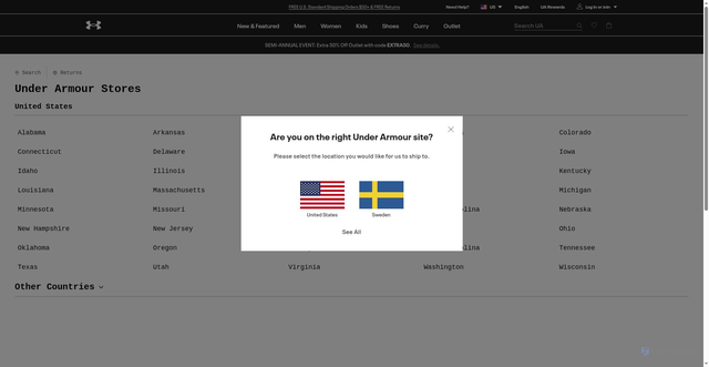 Security scan screenshot of https://store-locations.underarmour.com
