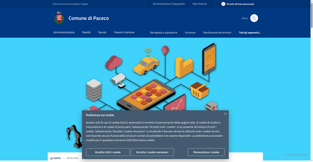 Security scan screenshot of https://www.comune.paceco.tp.it