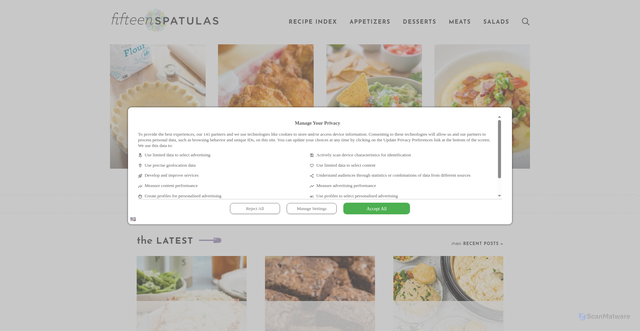 Security scan screenshot of https://www.fifteenspatulas.com