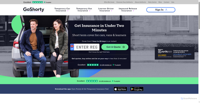 Security scan screenshot of https://goshorty.co.uk