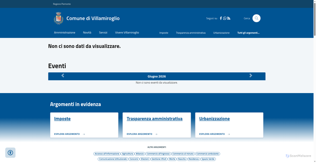 Security scan screenshot of https://www.comune.villamiroglio.al.it