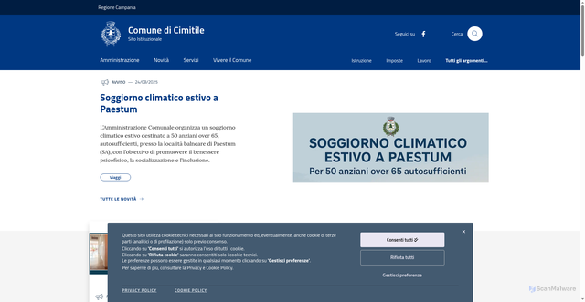 Security scan screenshot of https://www.comune.cimitile.na.it/