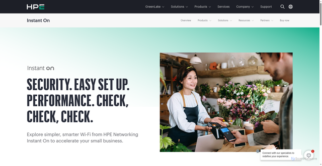 Security scan screenshot of https://instant-on.hpe.com