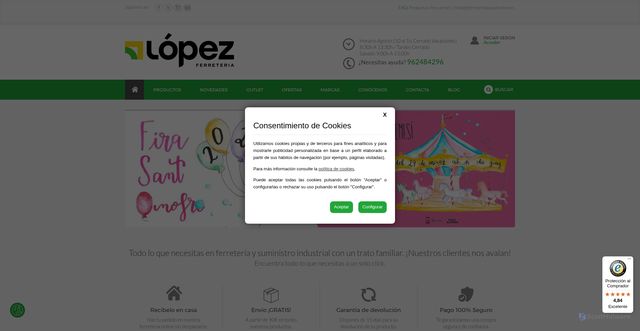 Security scan screenshot of https://www.ferreterialopezonline.es