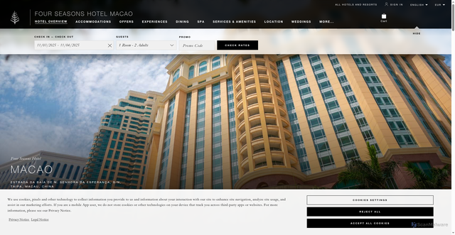 Security scan screenshot of https://www.fourseasons.com/macau/