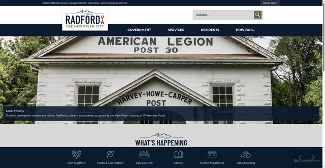 Security scan screenshot of https://radfordva.gov/