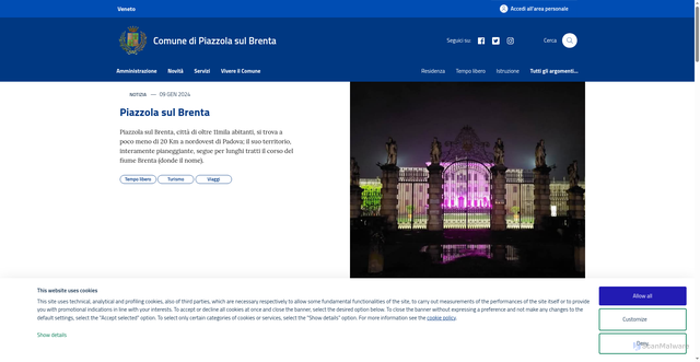 Security scan screenshot of https://www.comune.piazzolasulbrenta.pd.it/