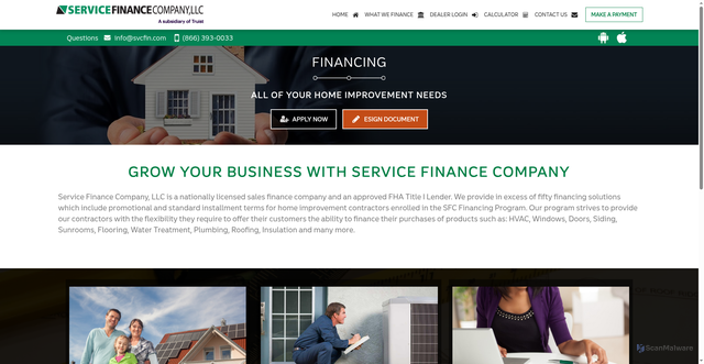 Security scan screenshot of https://www.svcfin.com
