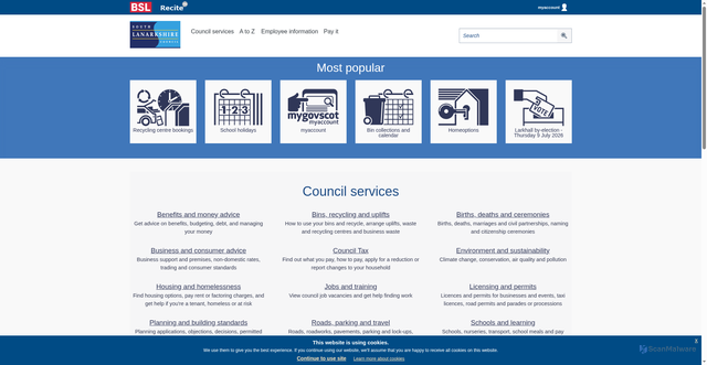 Security scan screenshot of http://www.southlanarkshire.gov.uk