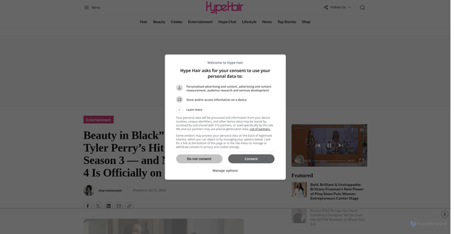 Security scan screenshot of https://hypehair.com/26326/beauty-in-black-is-back-tyler-perrys-hit-drama-gets-season-3-and-now-season-4-is-officially-on-the-way/