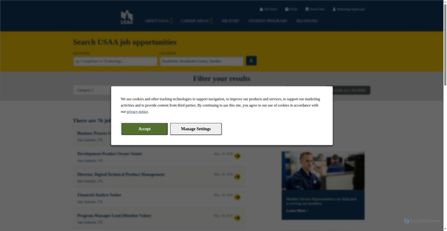 Security scan screenshot of https://www.usaajobs.com/location/san-antonio-jobs/1207/6252001-4736286-4726206/4