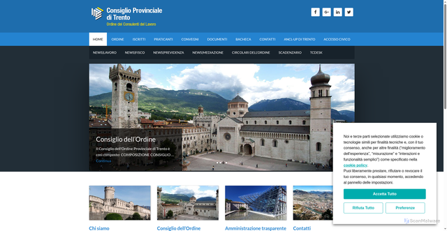 Security scan screenshot of https://www.consulentidellavoro.trento.it
