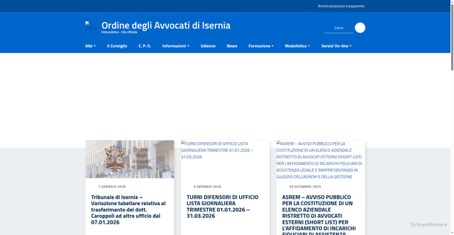 Security scan screenshot of https://www.ordineavvocatiisernia.it/