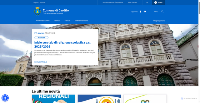Security scan screenshot of https://www.comune.cardito.na.it/