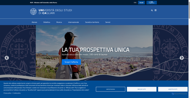 Security scan screenshot of https://www.unica.it/it