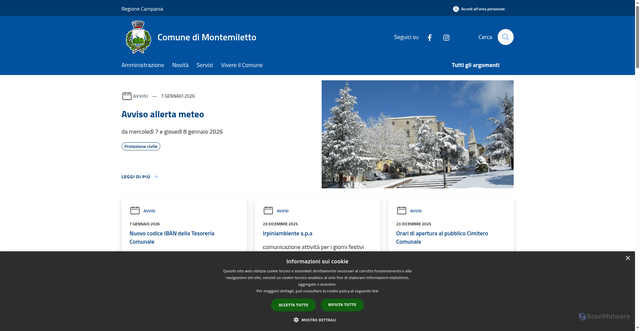 Security scan screenshot of https://www.comune.montemiletto.av.it/it