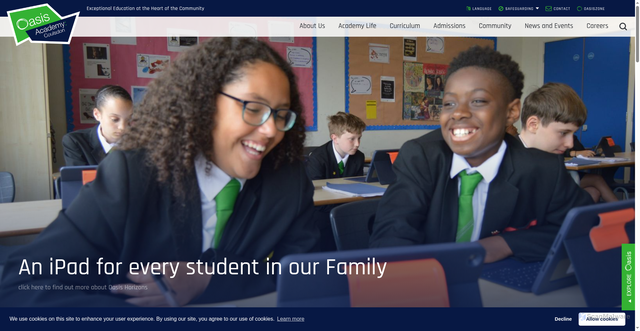 Security scan screenshot of https://www.oasisacademycoulsdon.org/