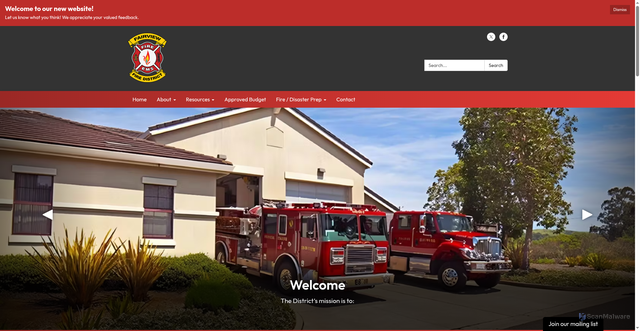 Security scan screenshot of https://www.fairviewfiredistrictca.gov/