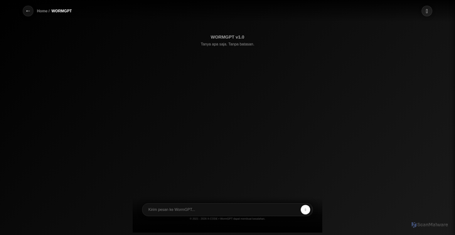 Security scan screenshot of https://x-code-randomverse-i13sti2cci.edgeone.app/worm-gpt.html