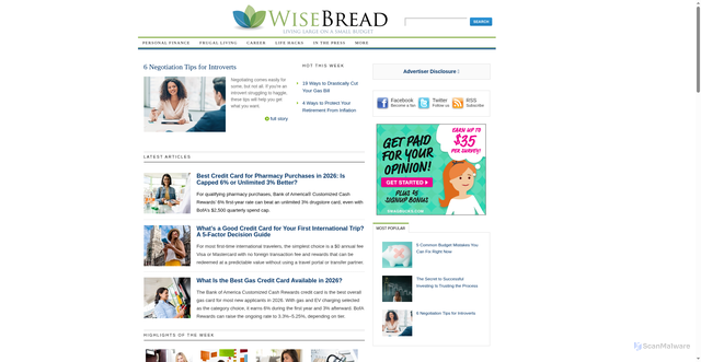 Security scan screenshot of https://www.wisebread.com