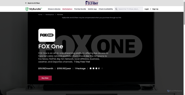 Security scan screenshot of https://www.mybundle.tv/ecfiber/discover/app/fox-one?no-cache=