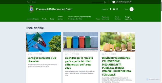 Security scan screenshot of https://comune.pettorano.aq.it/