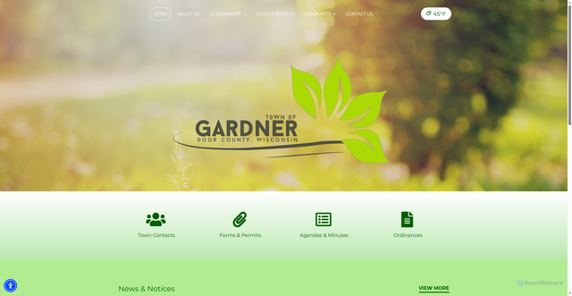 Security scan screenshot of https://townofgardnerwi.gov/