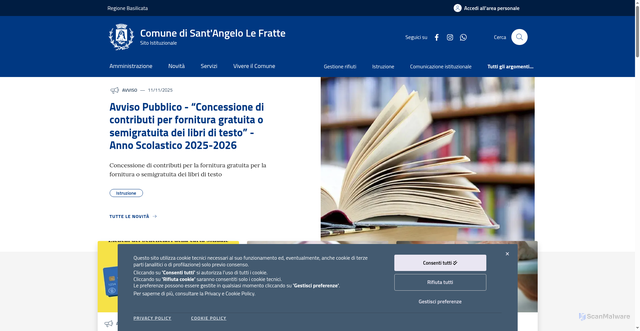 Security scan screenshot of https://www.comune.santangelolefratte.pz.it/