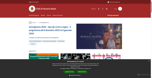 Security scan screenshot of https://www.comune.venariareale.to.it/it