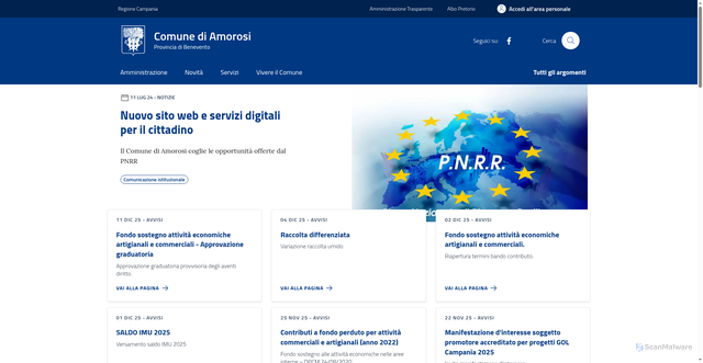 Security scan screenshot of https://comune.amorosi.bn.it/