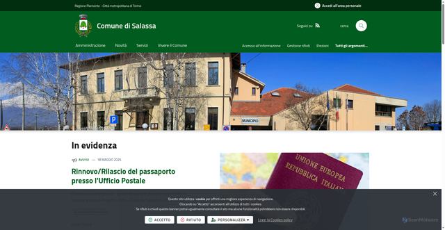 Security scan screenshot of https://www.comune.salassa.to.it