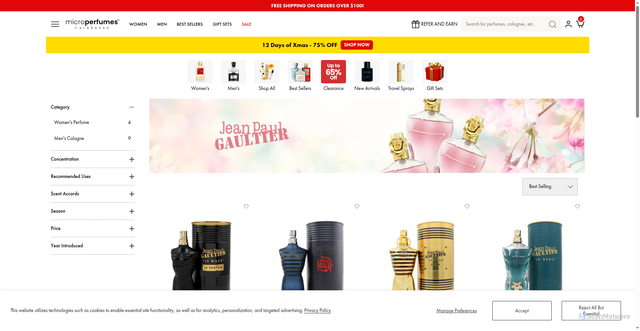 Security scan screenshot of https://microperfumes.com/collections/jean-paul-gaultier